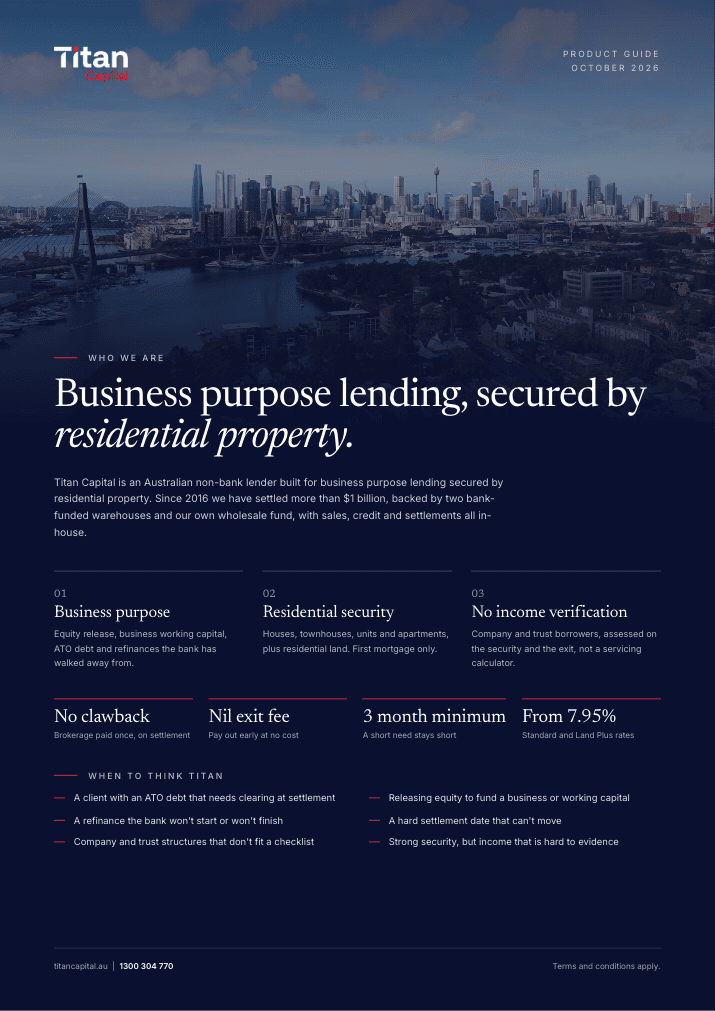 Cover of the Titan Capital Product Guide, October 2026